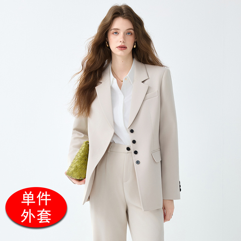 灰色职业西装套装女春秋2025新款大学生考公面试正装通勤西服外套|undefined