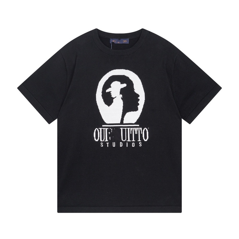 クロスボーダー ロバニット Tシャツ 2025 新しい市松模様の文字ジャカード カジュアル ルーズ 男女兼用 カップル 半袖|undefined