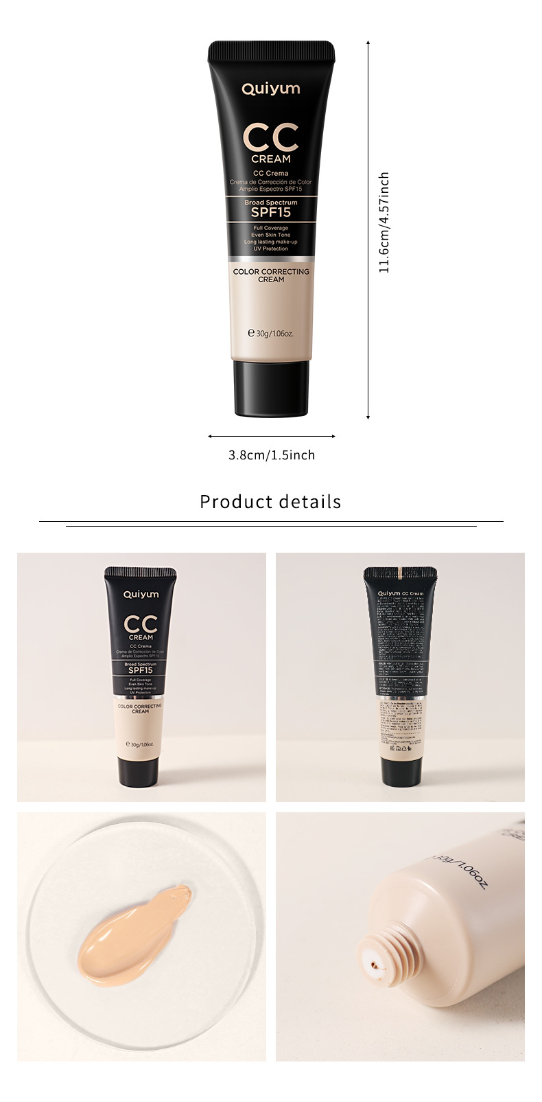 Cross-border temu Quiyum CC Cream 30ml (tube) Concealer and Lifting cosmetics wholesale undefined