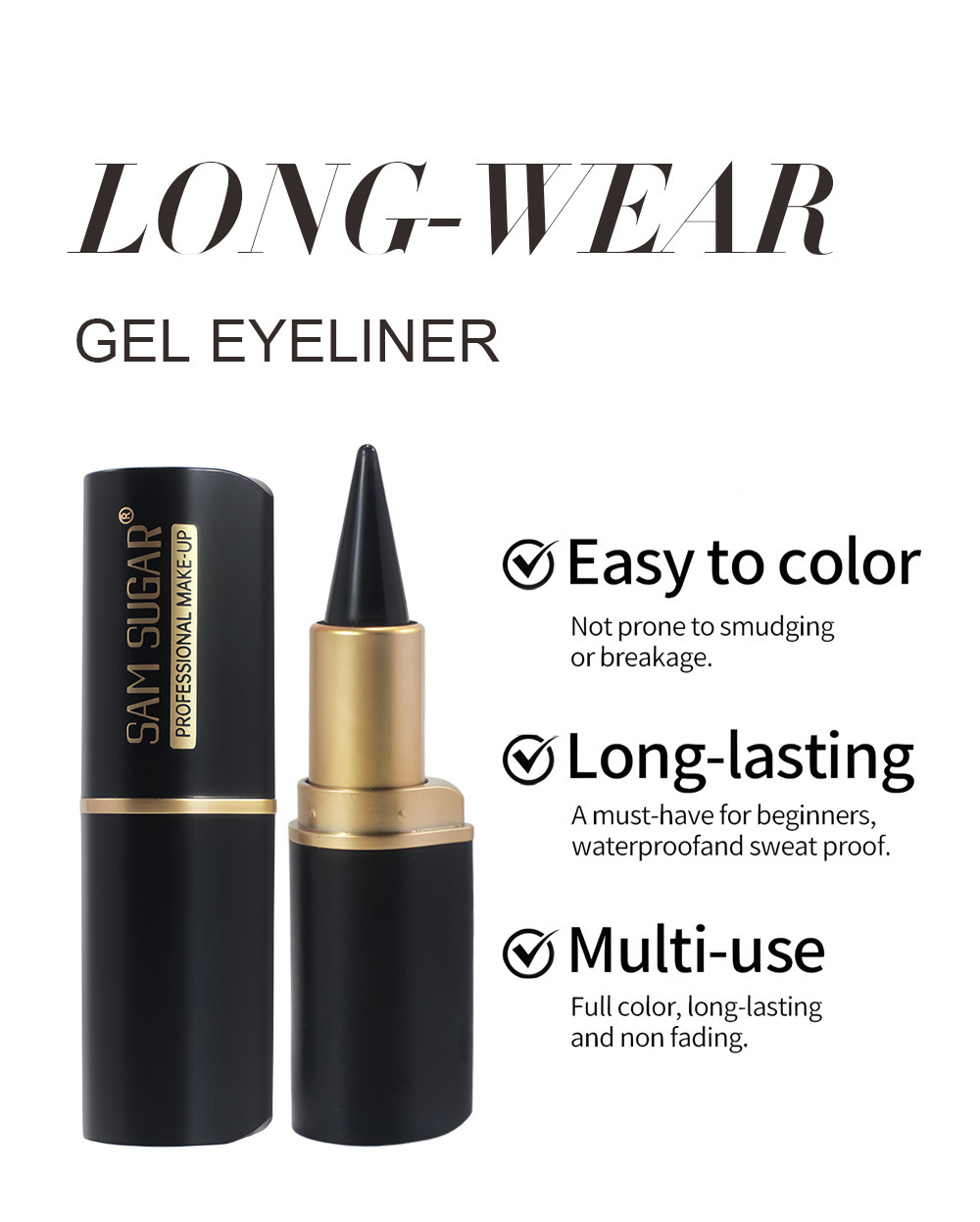 Matita labbra opaca SAM SUGAR, ombretto ricco a testina singola, eyeliner solido multicolore a lunga durata_voghion.com