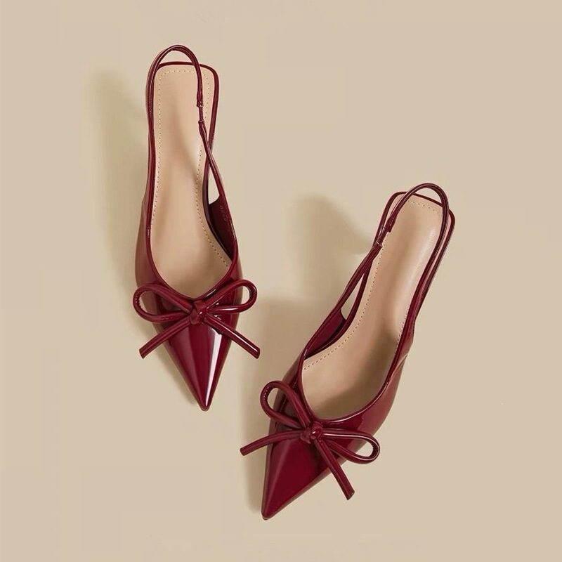 Women's summer new style evening breeze versatile red patent leather open-toe stiletto high-heeled pointed toe sandals, large size Women's summer new style evening breeze versatile red patent leather open-toe stiletto high-heeled pointed toe sandals, large size