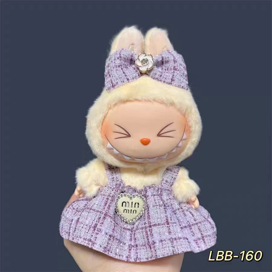 17 cm LABUBU una y dos generaciones de muñecas de polilla universal caja ciega fiesta pequeña falda de viento serie de accesorios de ropa de bebé