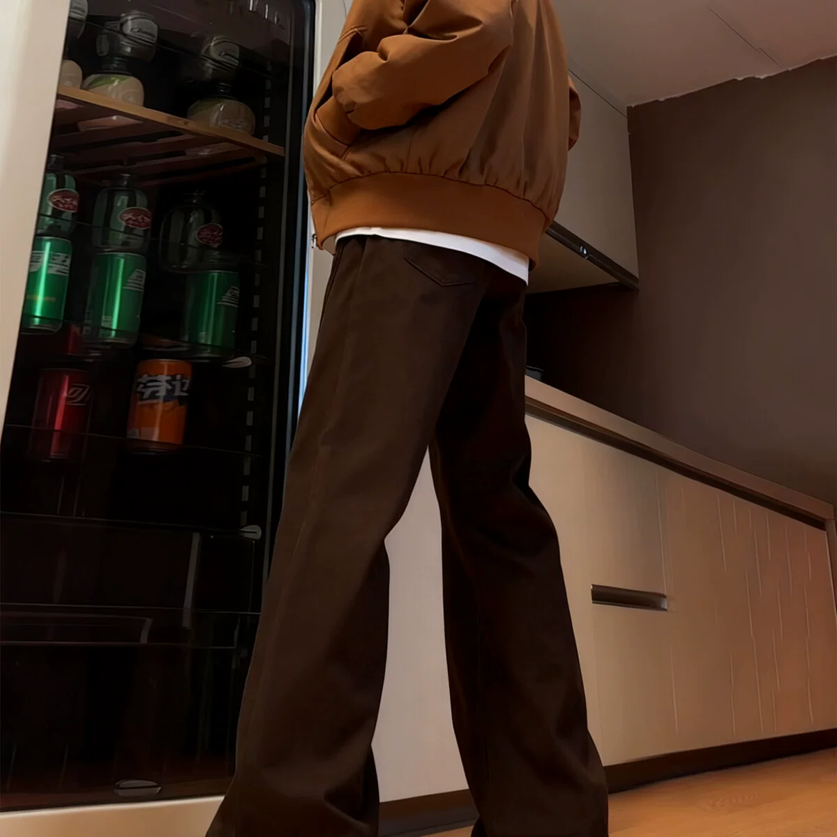 Colored fleece winter jeans, retro trousers, American style, loose straight fit