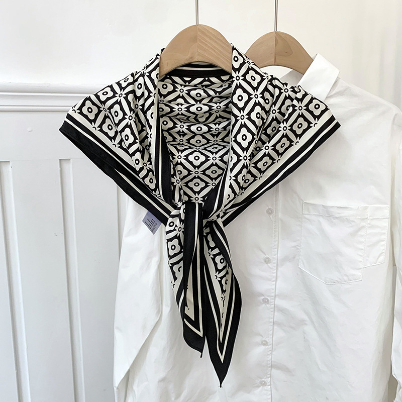 Bufanda triangular, babero, estilo fino de moda para mujer, cintura multifuncional, bufanda de seda decorativa, bufanda de línea de moda de alta gama, chal