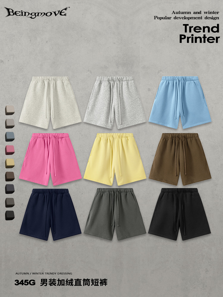 Calle secada| 2025 otoño y invierno de moda europea y americana callejera de hombre de color sólido deportivo casual con pantalones cortos rectos para hombre