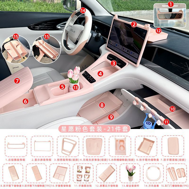 Shiyong – Armrest box pad Armrest Box Silicone - voyah-xingyuan-center-console-gear-panelarmrest-panel-silicone-pad-pink-21