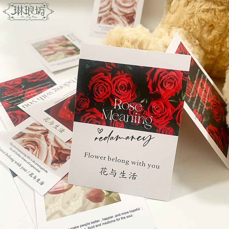 Linlang cuadrado diosa Festival nuevas flores embalaje de regalo tarjeta de felicitación Tulip Tarjeta rosa 30 de espesor de cartón blanco