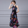 Fragmented Flower Hanging Neck Off Shoulder Vintage Style Long Dress