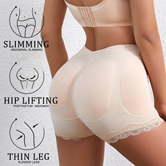 ヒップアップの女性の偽のお尻の豊かな股の大きいサイズのシェイプアップの下着のレースの辺はヒップのクッションの平角の美体を持って腹のズボンを収めます。