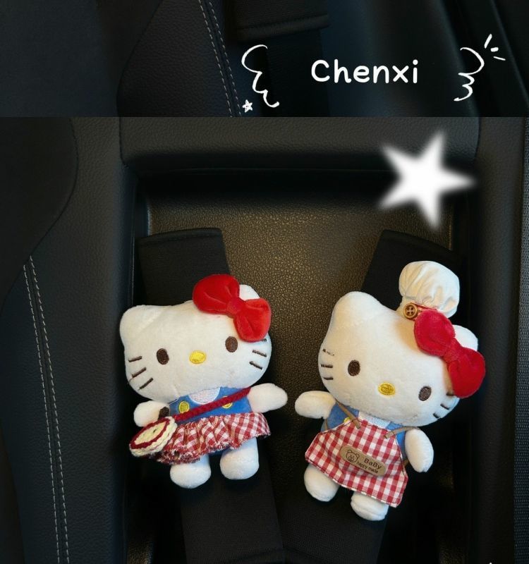 Cute Kt Cat Shoulder Protector Seatbelt Decoration Car Anti-Wear Clothing Protective Cover Universal for All Seasons Cartoon Doll for Girls