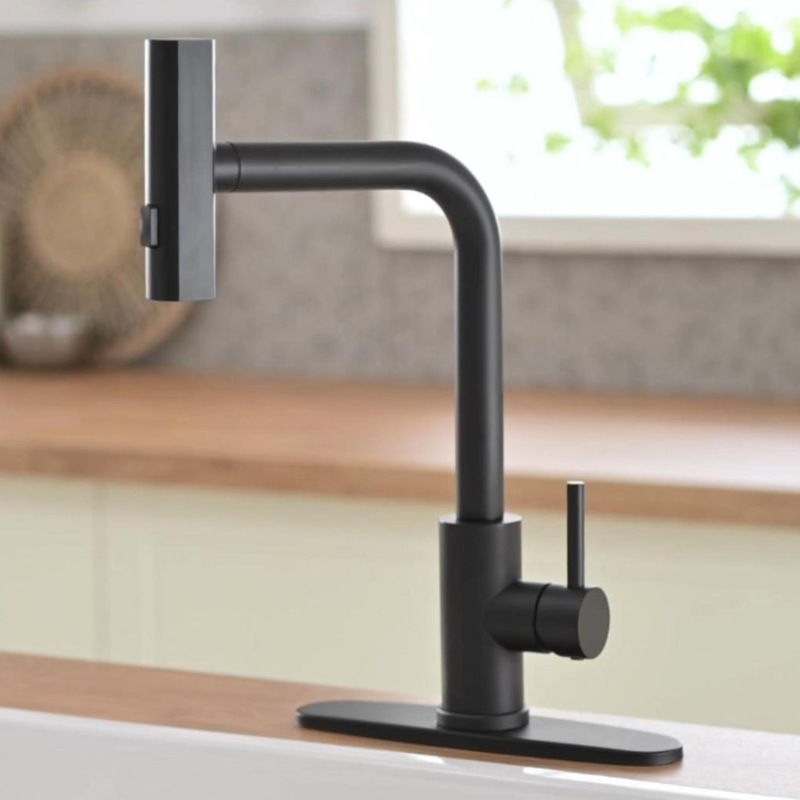 304 Stainless Steel Kitchen Pull-Out Faucet Three-Function Waterfall Hot and Cold Water Sink Basin Faucet