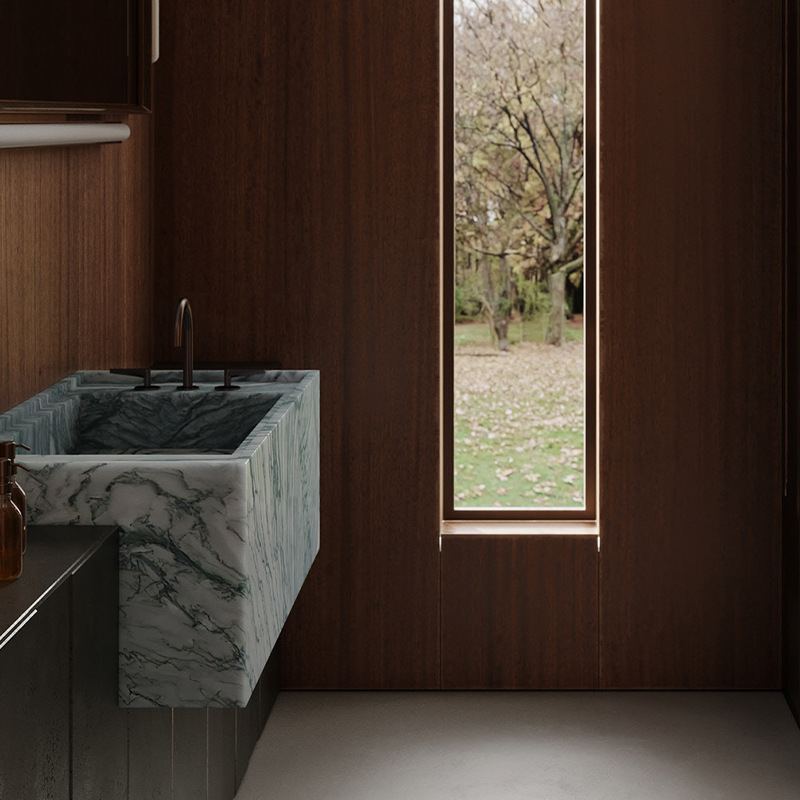 轻奢天然大理石洗手盆面盘一体立柱盘酒店别墅家装卫浴厕所装修