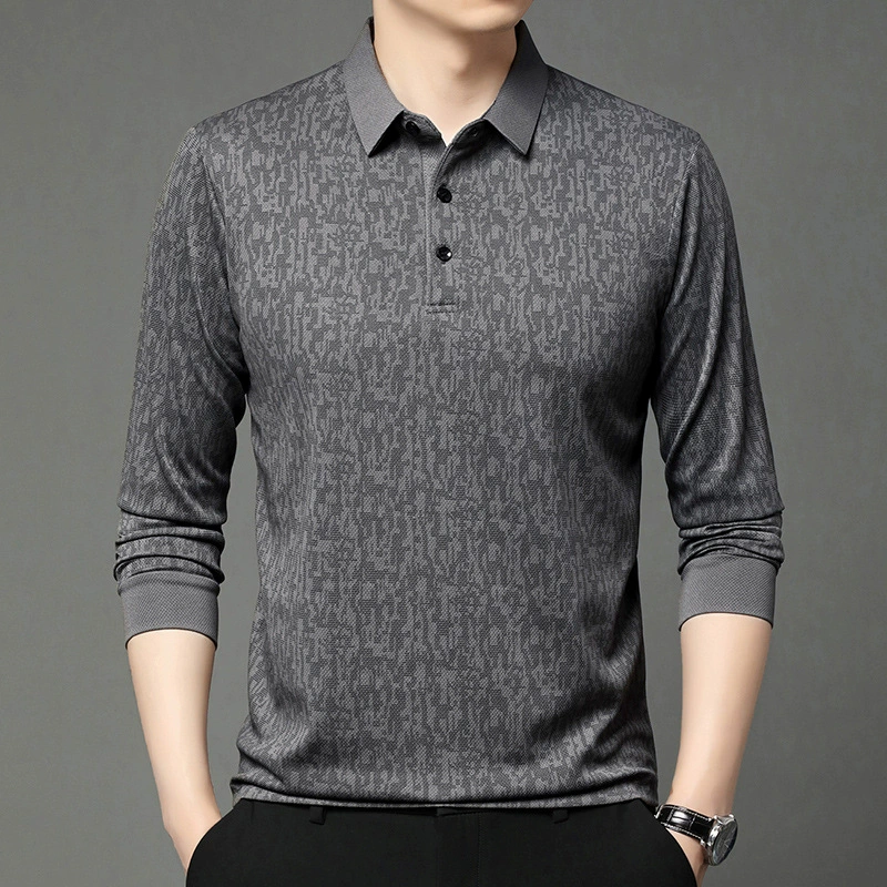 Рубашка поло с длинными рукавами для мужчин весной и осенью повседневные лацканы с длинными рукавами камуфляжная рубашка среднего возраста