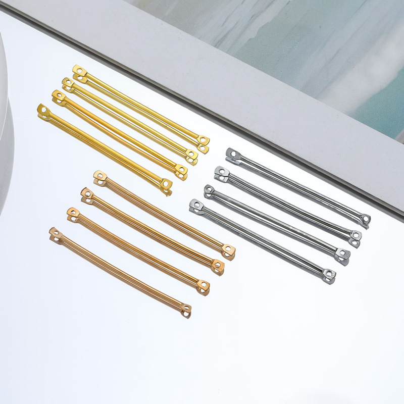 Color-Preserving Double-Hole Beaded Connecting Rod Double-Circle Round Rod DIY Jewelry Accessories Handmade Earring Hooks Tassel Connecting Rod