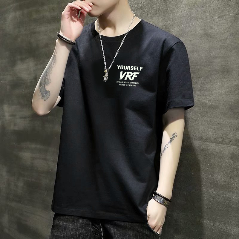 Verano ins celebridad en línea estilo coreano SLIM-Fit Camiseta de manga corta juventud carta impresa personalizada cuello redondo Camiseta casual base T