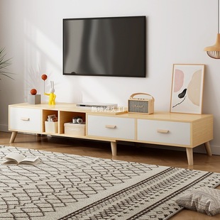 Retractable Tv Cabinet Living Room Household Small Apartment Storage Storage Cabinet Integrated Moisture-Proof Tv Cabinet for Rental House