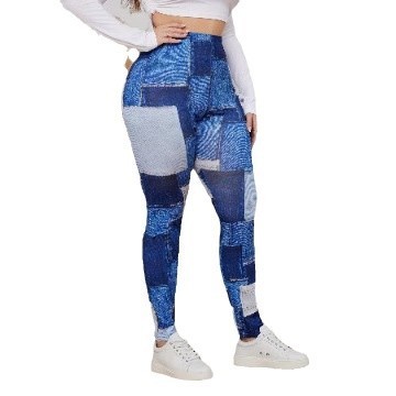 European and American plus-size women's tight denim-style long pants with elasticity, slimming, high-waisted, stretchable and versatile