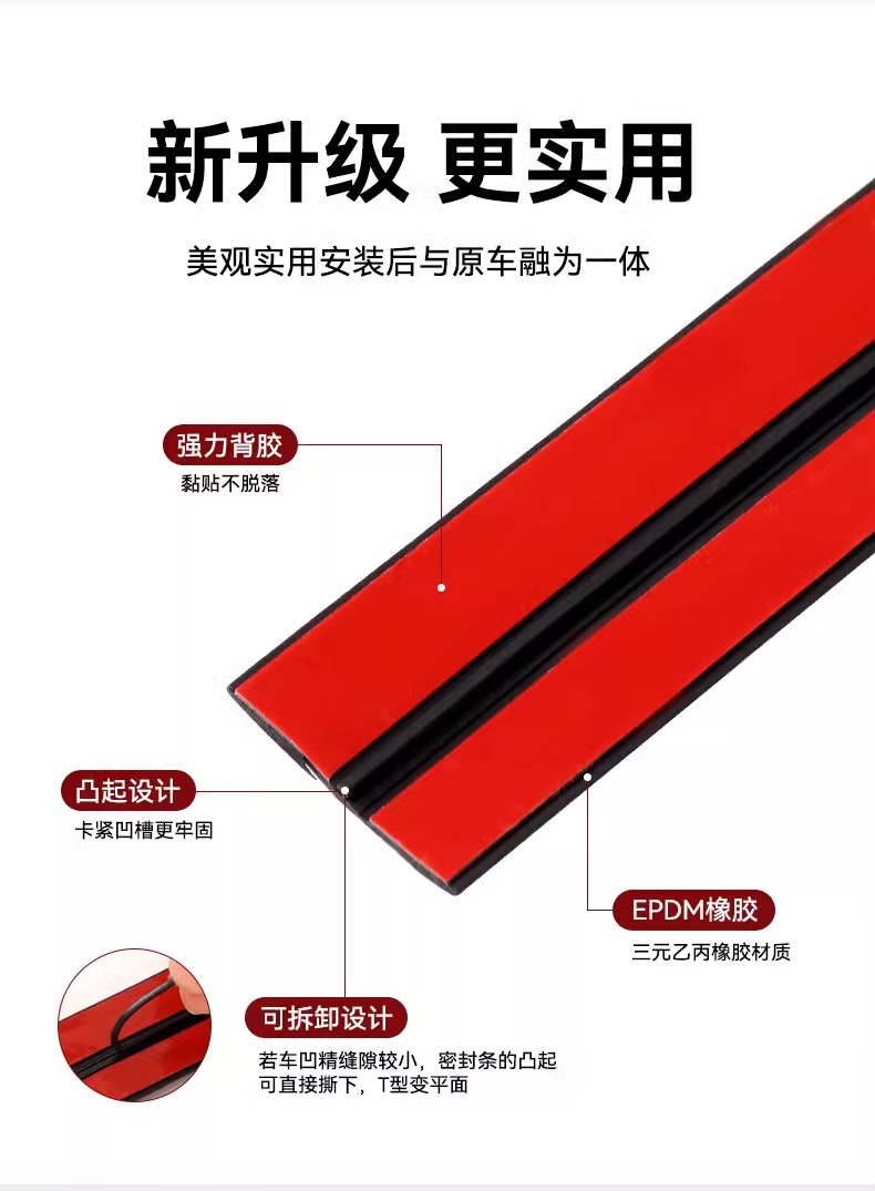 T-shaped sealing strip sunroof front windshield waterproof strip car window car roof anti-water leakage dustproof rain sound insulation strip