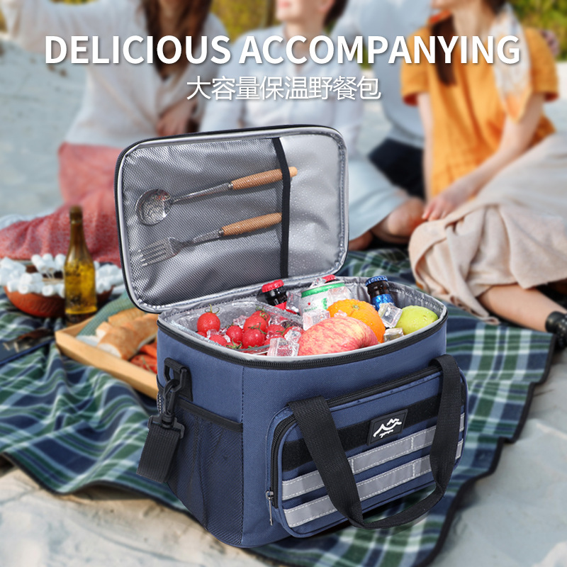 Bolso de hielo grande de picnic transfronterizo, caja de almuerzo de gran capacidad para mantener la frescura y el hielo al aire libre, incubadora de mensajero portátil, bolsa de comida de comercio exterior
