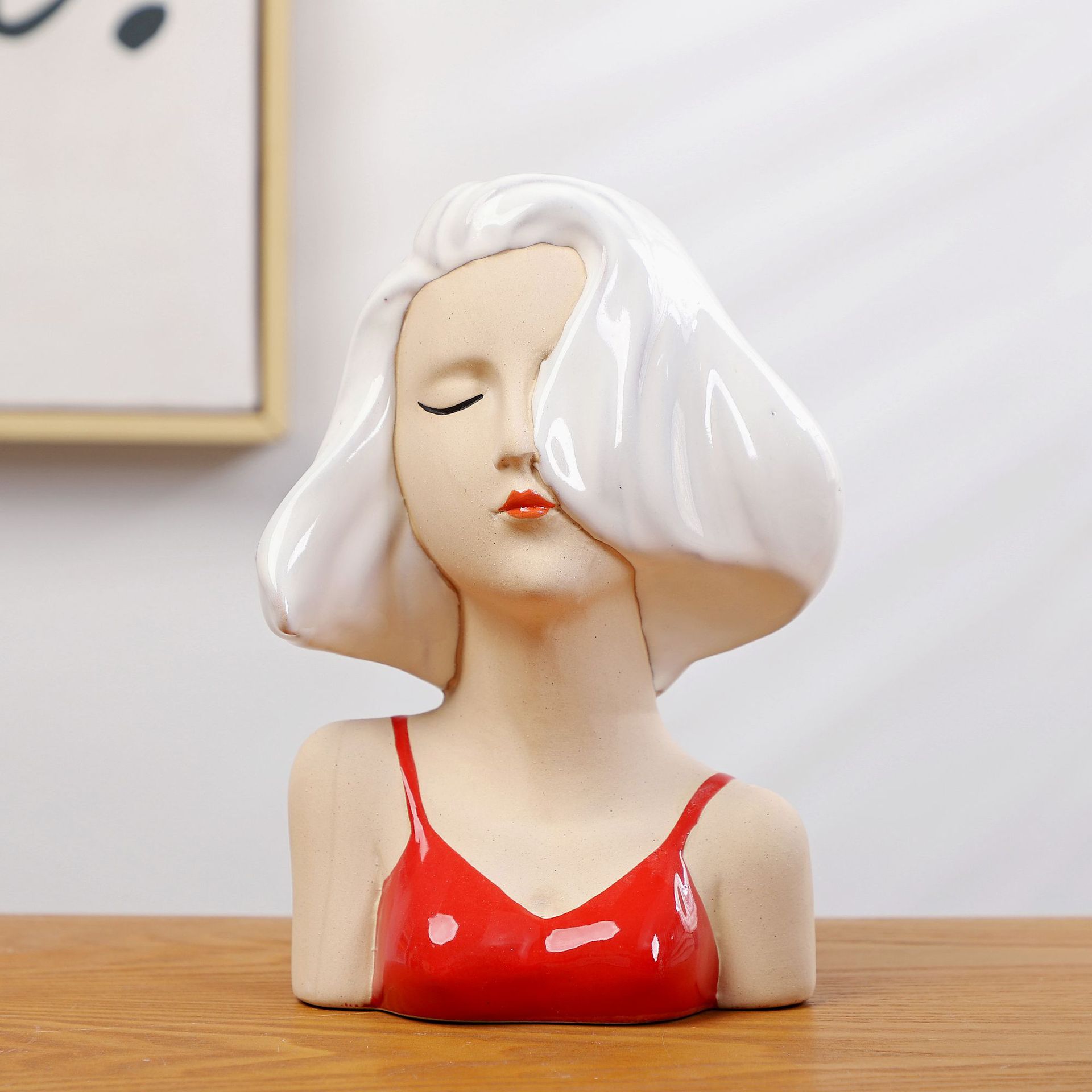 모던 백발 소녀 14*11*22cm