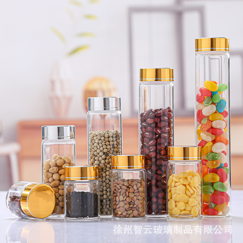 玻璃瓶密封储物瓶螺口管制花茶瓶直径37mm保健品收藏瓶分装小样瓶