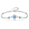 H116 Blue Leaf, bracelet, blue zirconia (медь, покрытие под белое золото)