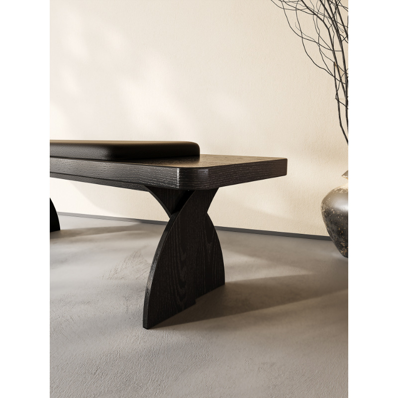 Bancos de madera maciza estilo medieval dormitorio casero taburete de cambio de zapatos diseñador de vestuario de descanso taburete de cola de cama