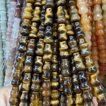 8×15水晶葫芦天然虎石粉晶紫晶青金杂石DIY饰品配件跨境直播热卖