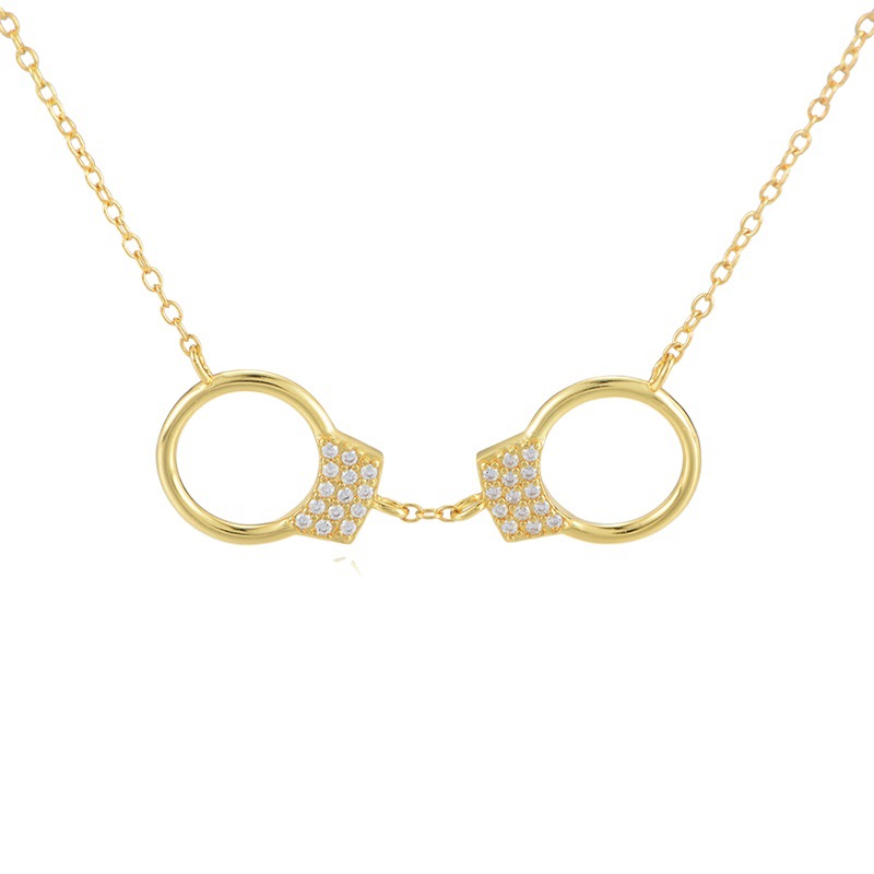 Collar de esposas incrustadas en diamantes de plata esterlina s925 para mujeres europeas y americanas retro internet celebridad ins moda hip hop estilo frío colgante cadena de clavícula