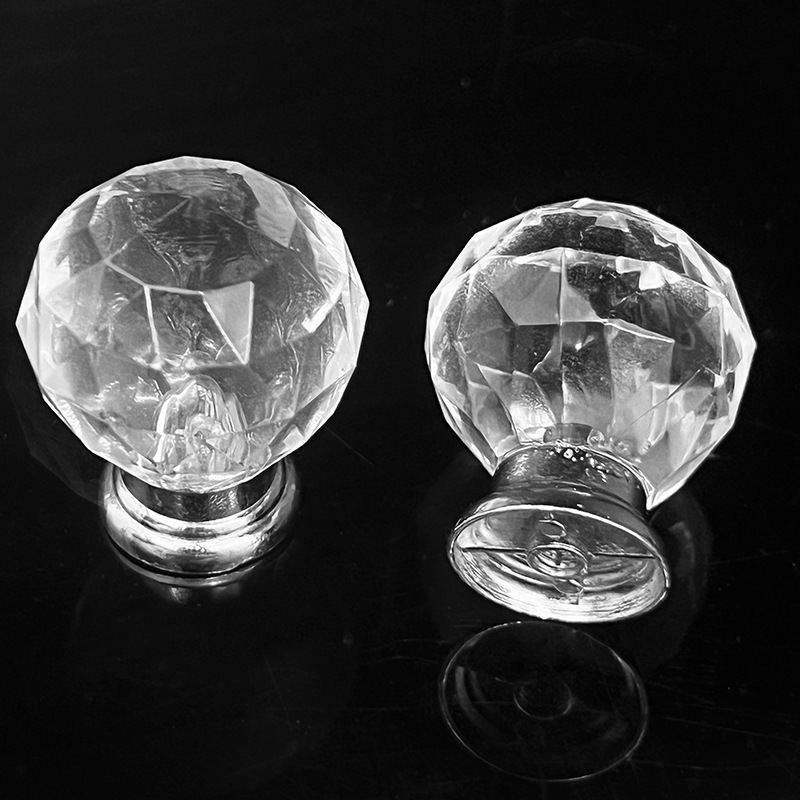 圓形透明水晶亞克力拉手 新中式 櫥櫃抽屜玻璃門單孔小把手