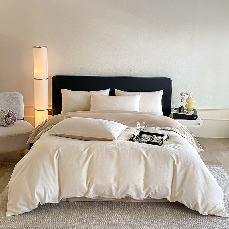 Todo algodón 60s tributo satin Jacquard cuatro piezas de algodón puro Jacquard algodón espeso Nantong cuatro piezas de tela doméstica