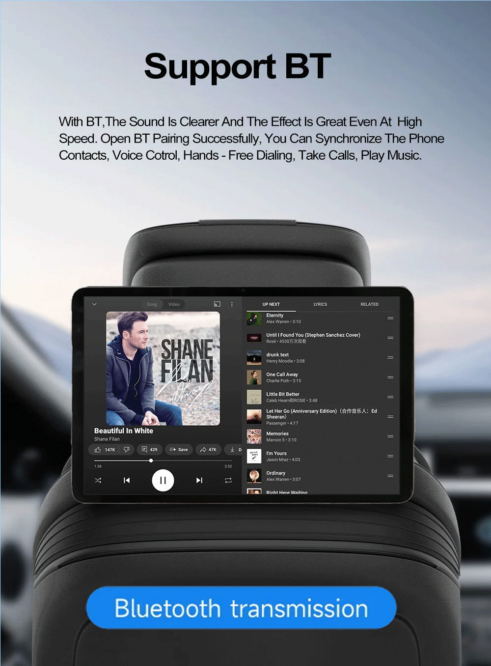 Cross-border bestseller 12.5inch HD external headrest monitor, multifunctional WiFi rear-seat entertainment screen