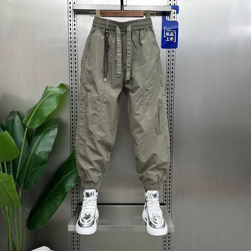 同款2024薄款速干休闲裤男潮牌时尚拼接显瘦小脚裤网红同款束脚哈