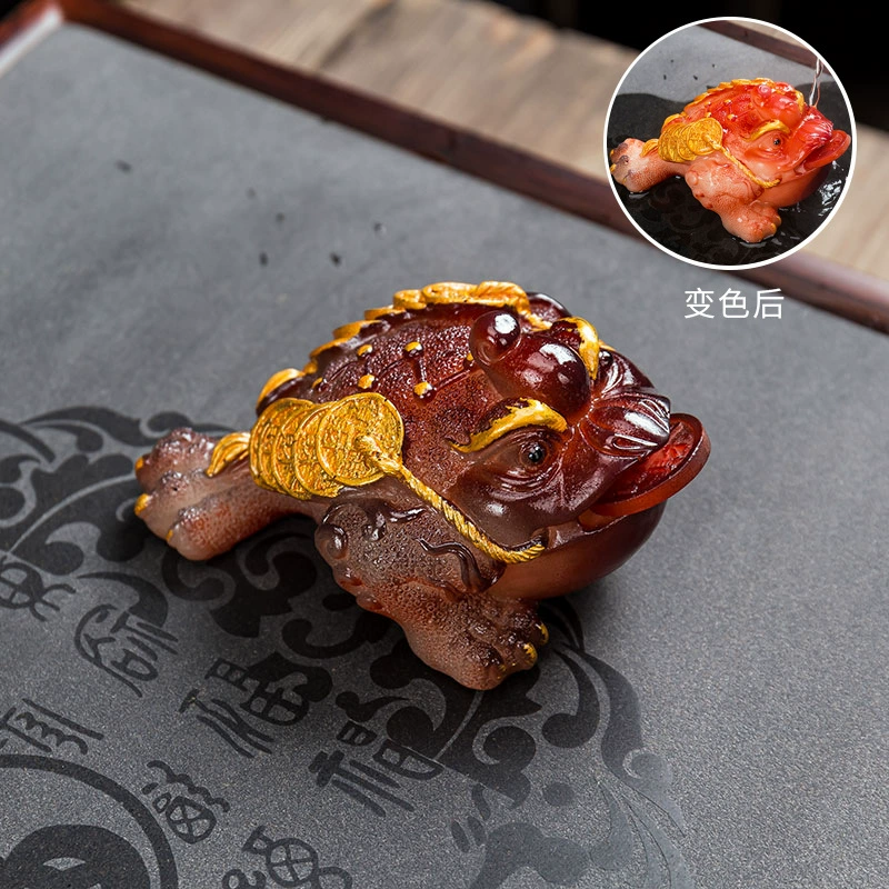 Калейдоскопический сувенир Golden Toad Tea Pet с меняющим цветом, декоративная поднос для чая, варианты малый и большой