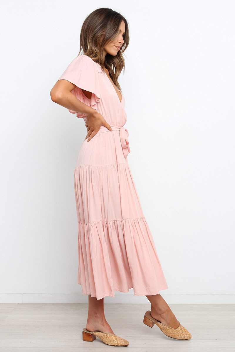 269g Weight Midi Dress Dress Length Type Short Sleeve Sleeve Length Princess Dress Dresses Type Regular Sleeve Sleeve Type Cotton, Polyester Fabric Type Mid Waist Waist Line Holiday, Daily, Selfie Occasion V Neck Neckline Regular Fit Fit Type Solid Color Pattern Summer Season Women's Gender Casual, Elegant, Streetwear Style Wholesale Women's Casual Elegant Streetwear Solid Color Holiday Daily Selfie V Neck Short Sleeve Princess Dress 2
