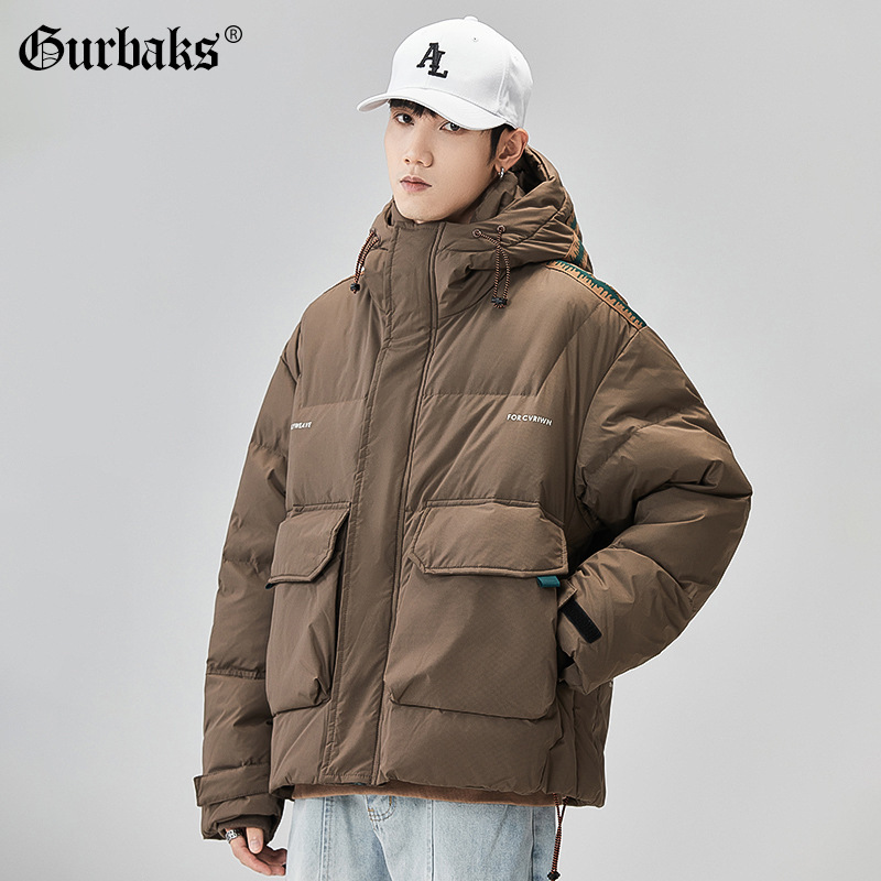 GURBAKS autumn and winter New hooded down jacket men's cold-proof coat fashionable brand loose warm Japanese style workwear top GURBAKS autumn and winter New hooded down jacket men's cold-proof coat fashionable brand loose warm Japanese style workwear top