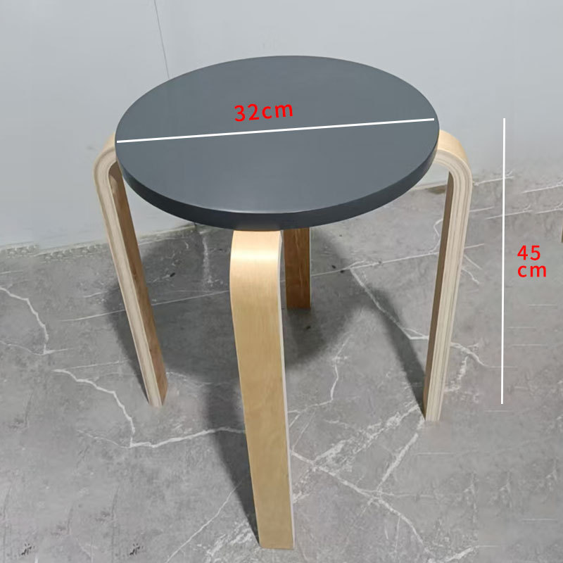Selección transfronteriza de taburetes apilables para uso doméstico, comedor, sillas pequeñas para mesas de comedor, madera curvada pequeña y maciza, modernas y sencillas.