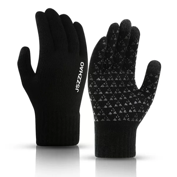 Outdoor Autumn and Winter Warm Anti-Slip Wool Fleece Running Men's and Women's Windproof Touch Screen Fitness Sports Photography Cycling Gloves