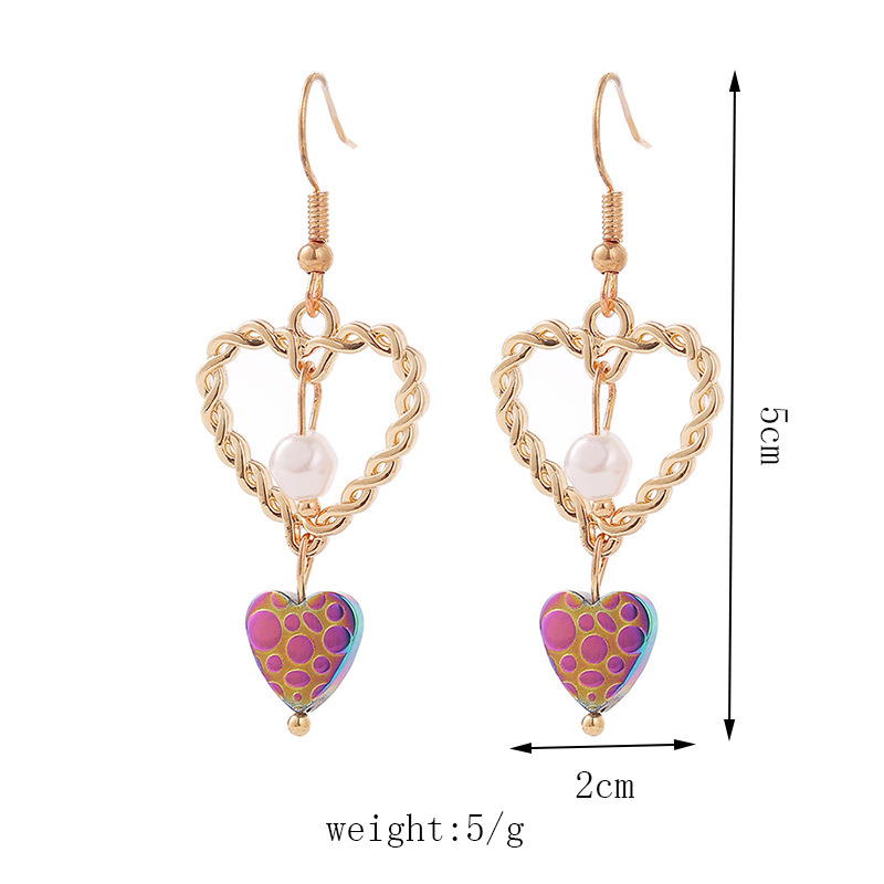 Korean style heart pearl trend stone earrings creative earrings jewelrypicture1