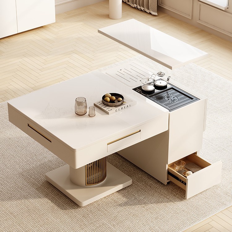 Mesa de mahjong, mesa de té, mesa de comedor de tablero de roca plegable, combinación de mesa y silla, todo en uno, hogar moderno y simple, apartamento pequeño, nuevo
