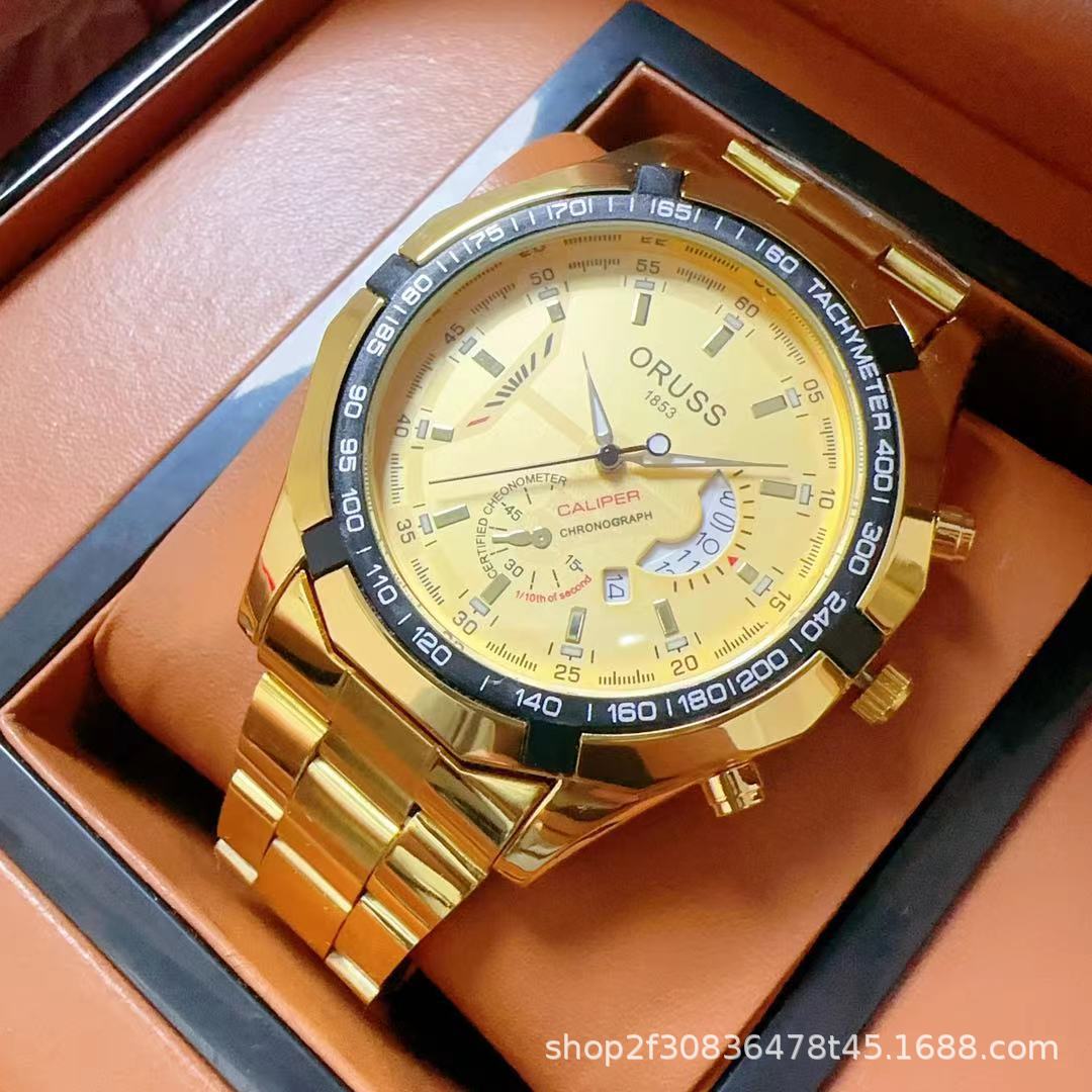 Contador de productos genuinos fresco reloj de gama alta tendencia deportiva de los hombres de negocios cinturón de acero calendario luminoso impermeable nuevo elegante