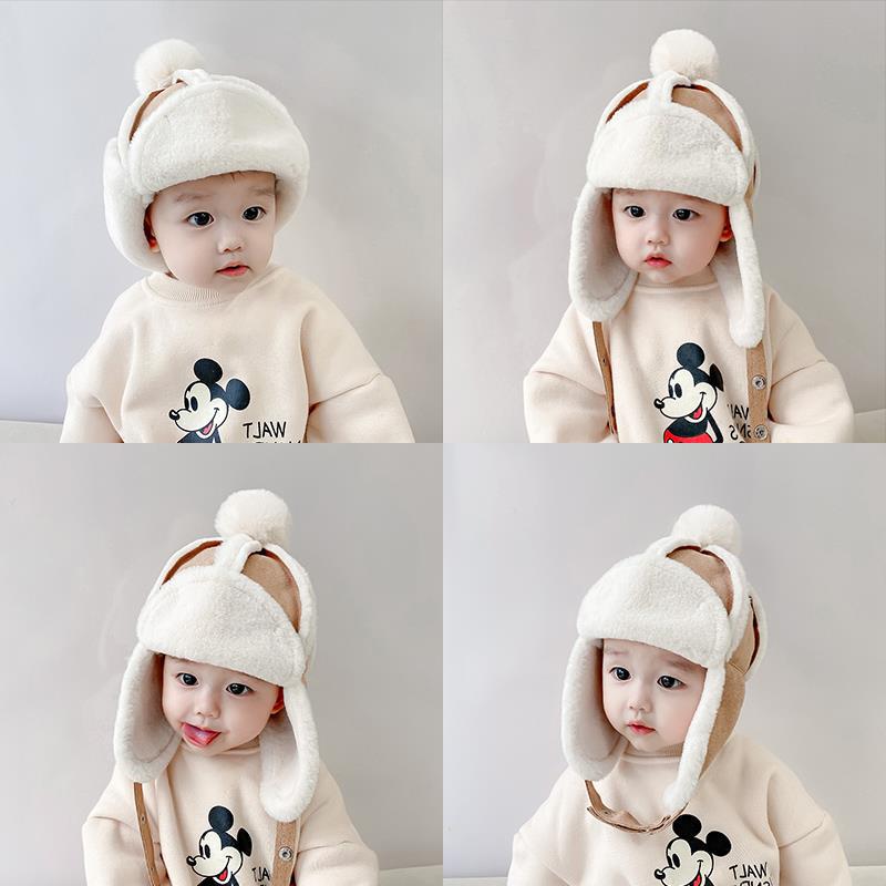 Baby Hat Winter Warm Thick Pullover Hat Girls Super Cute Boys Plush Hat Ear Protection Children Lei Feng Hat Trendy