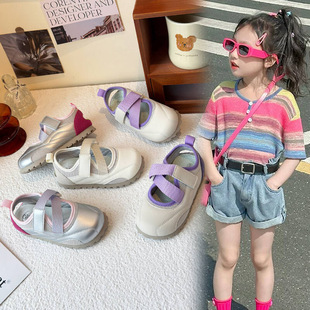 Girls Mary Jane Leather Shoes 2025 Spring and Autumn New Children's White Shoes Girls Ballet Shoes Soft Sole Hollow Princess Shoes