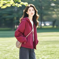 2025春装爆款独特连帽冲锋衣宽松外套女春季百搭通勤休闲小众夹克