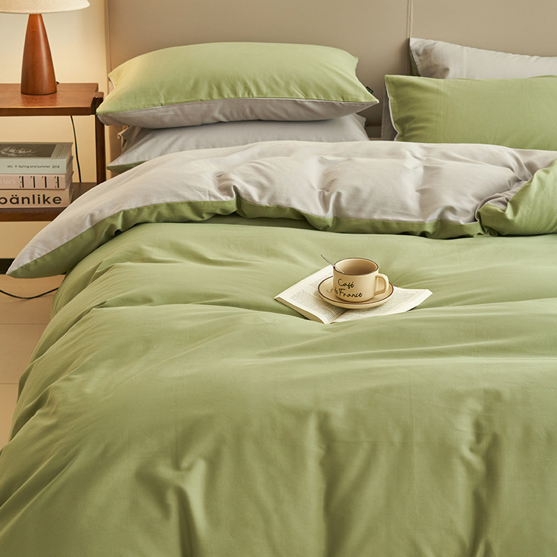 Cama de algodón lavado con agua de algodón ligero lujoso de alto nivel dormitorio principal simple sábanas cubiertas de algodón conjunto de tres piezas