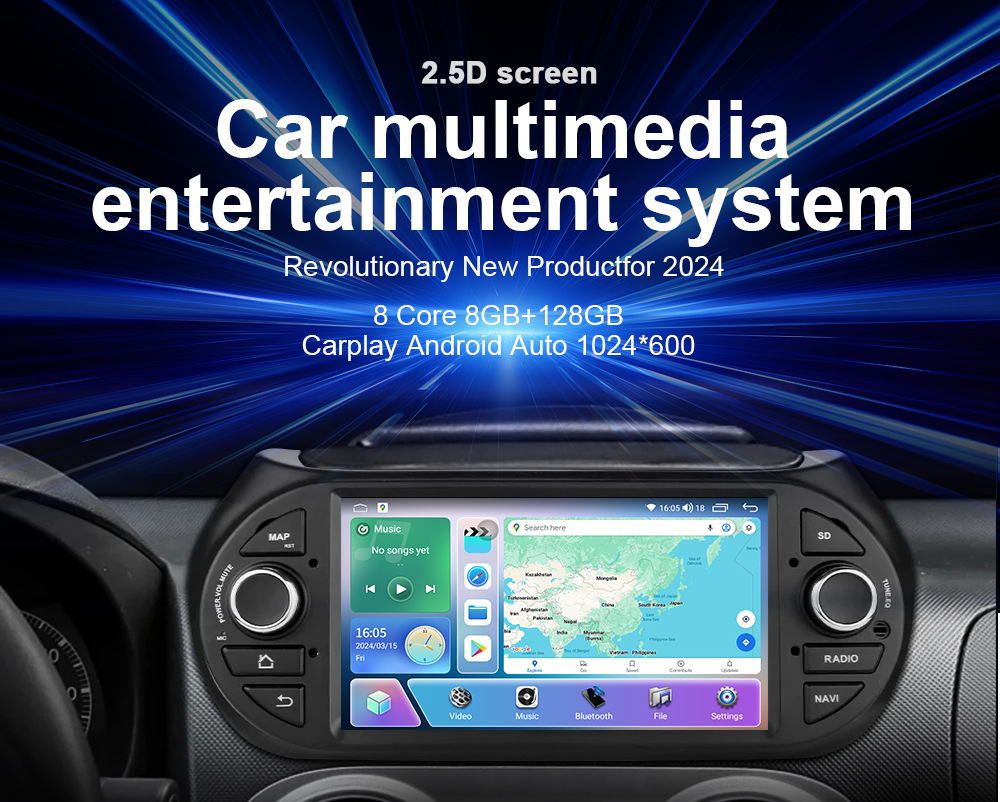 Cross-Border Suitable for 08-17 Fiat Florida Carplay Car Central Control Large Screen Gps Car Navigation