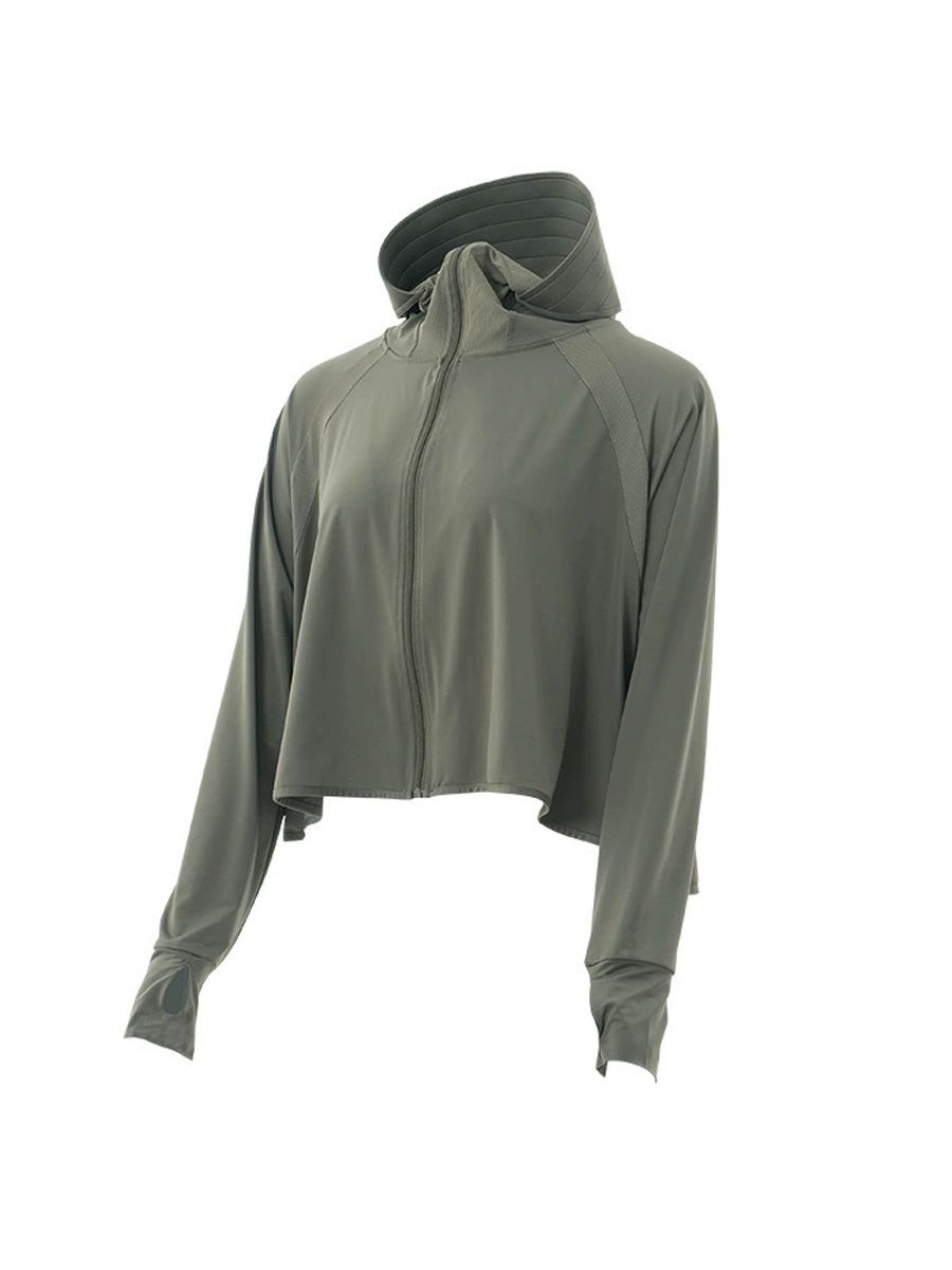 Куртка защита от солнца UPF50+/UPF100 Nylon, с капюшоном, на талии, легкий туристический худи