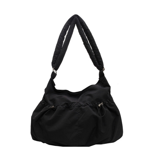 New 2024 University Students Pleated Bag Casual Smart Outdoor Korean Style Nylon Bag Large Capacity Women's Crossbody and Shoulder Bag Instagram Style
