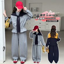 女童套装2025新童洋气时髦春秋款中大童披肩弯刀裤运动时髦两件套