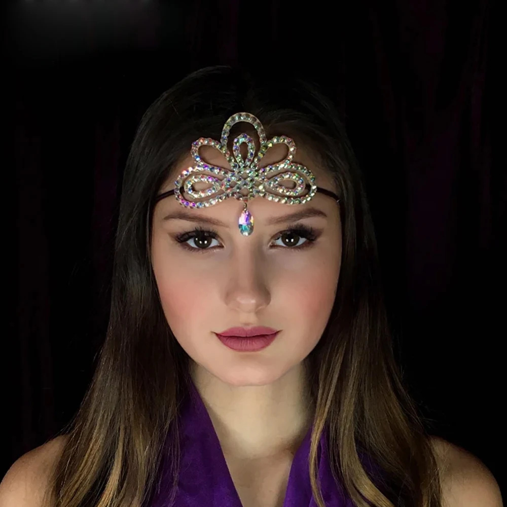 Viento exótico de color gota de agua correa de cabello exagerada diamante joyas para el cabello joyas de uso diario cadena de pelo